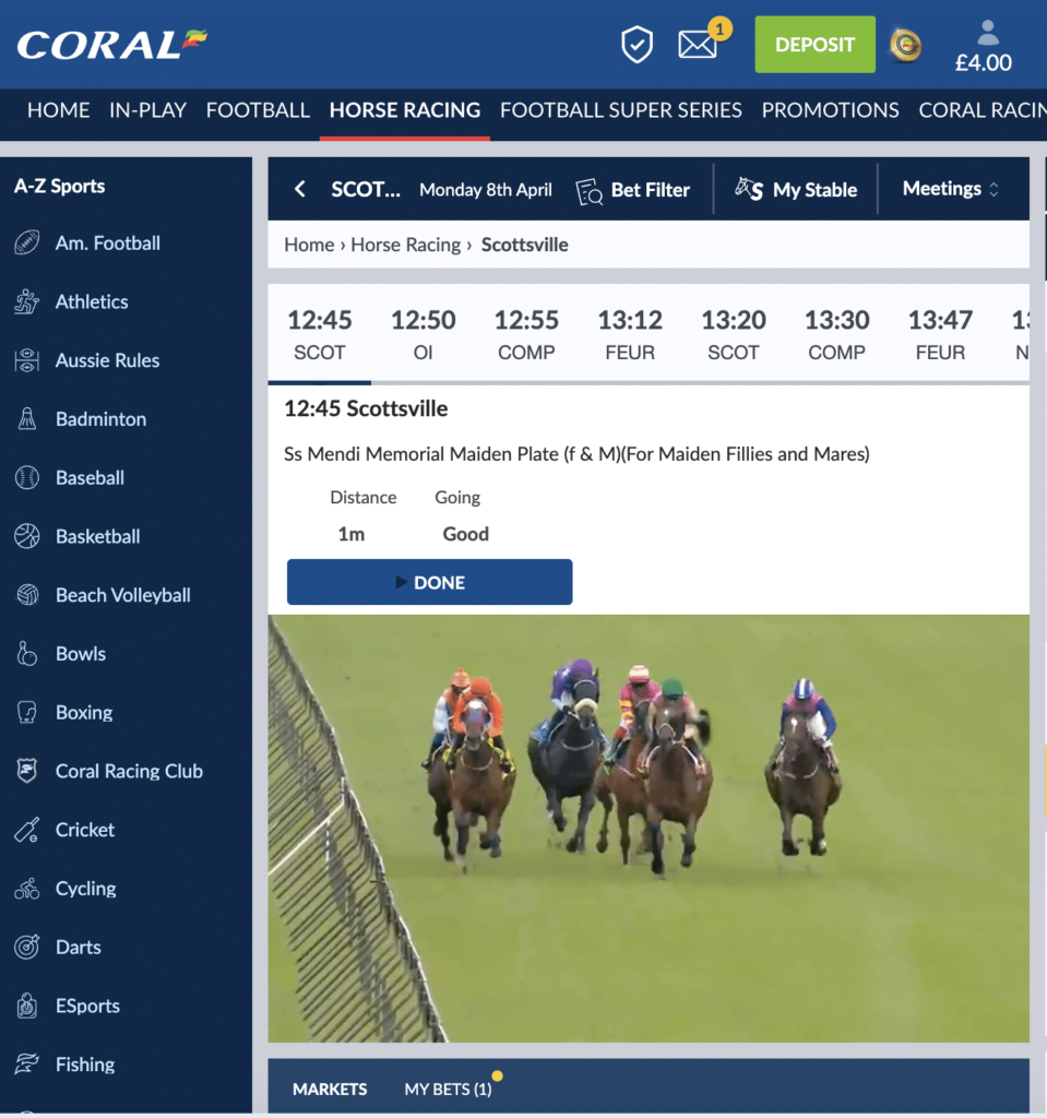 coral live stream horse racing