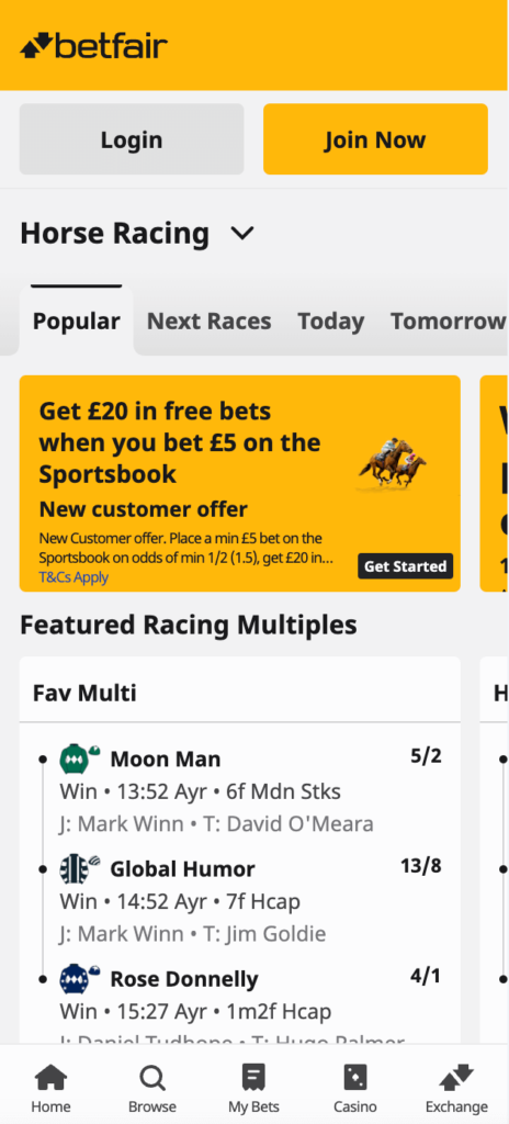 betfair home page