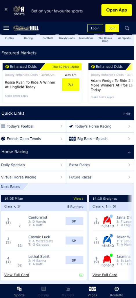 William Hill home page