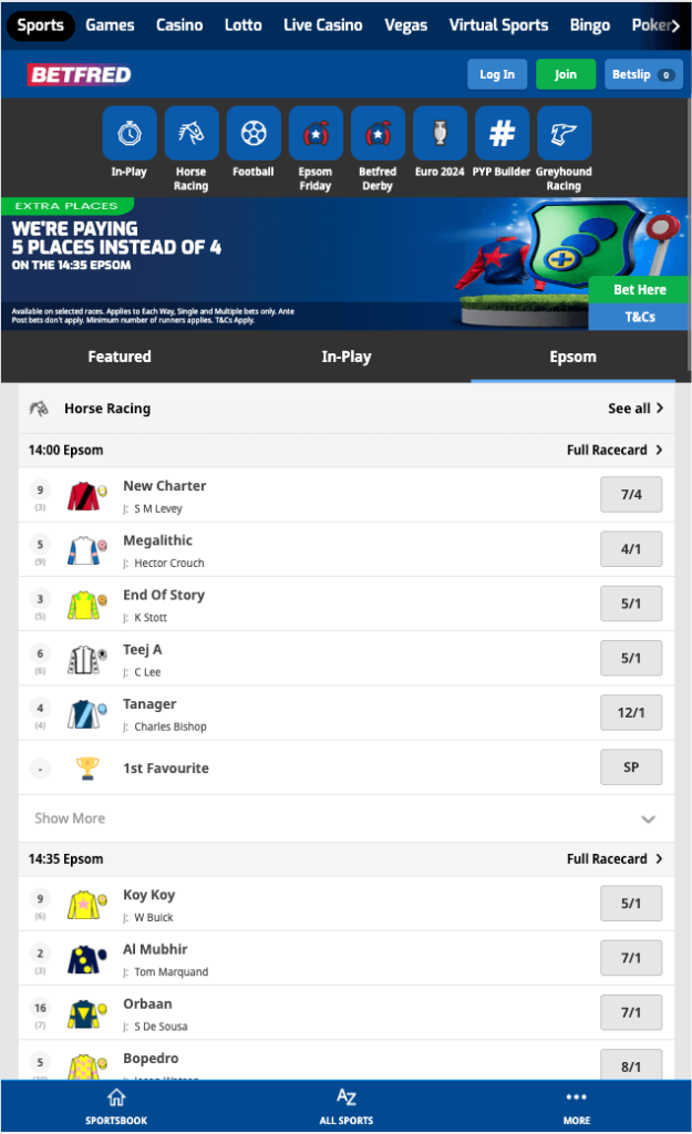 Betfred home page