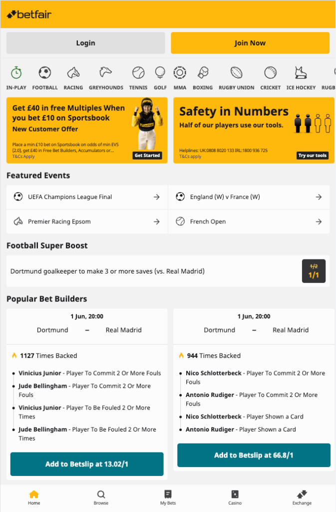 Betfair Homepage